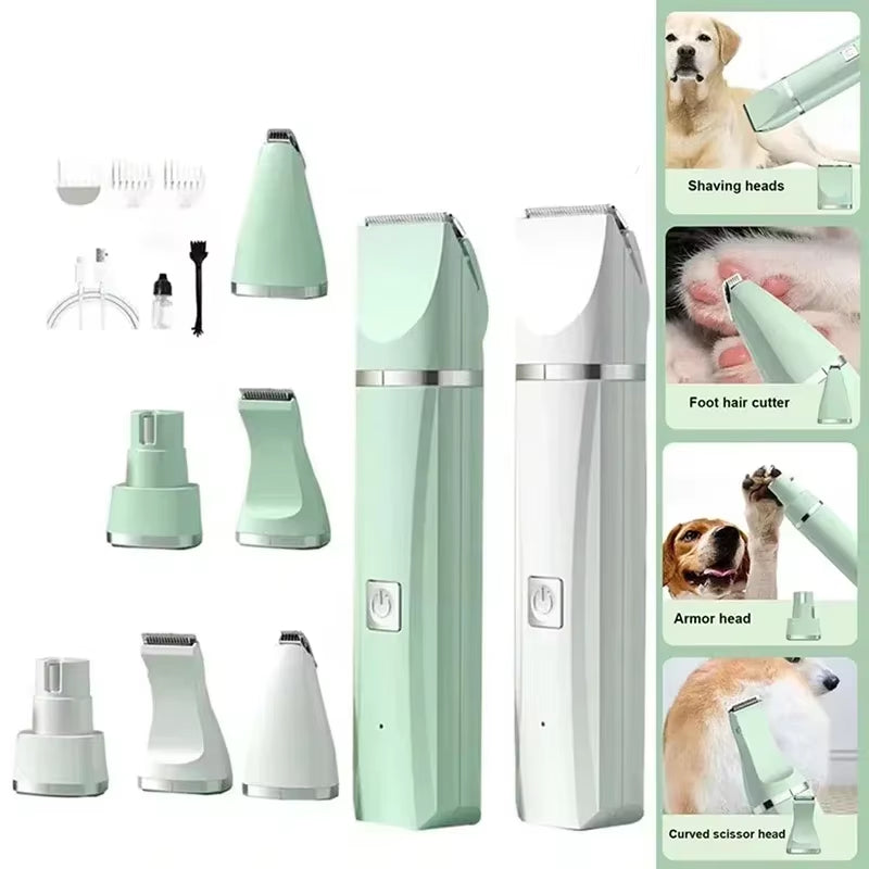 4-In-1 Multi-Functional Electric Dog Clippers for Grooming Cordless Dog Shaver Clippers Trimmers Low Noise Pet Grooming Tools